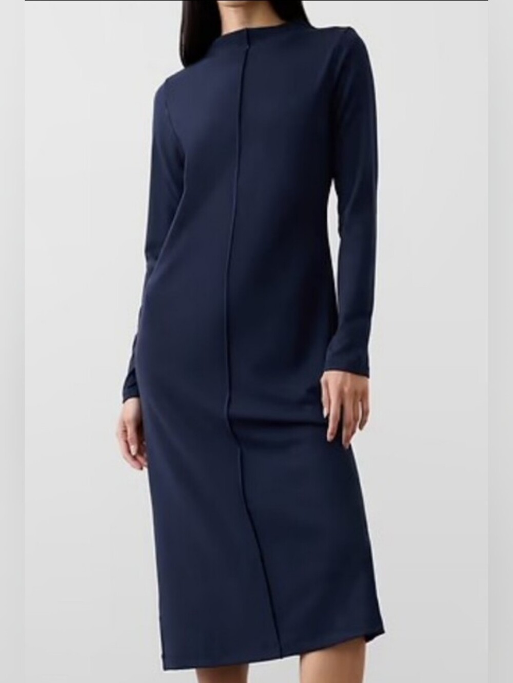NWT- Banana Republic Stretch Ribbed Knit Mock Neck Long Sleeve Midi Dress-Size L